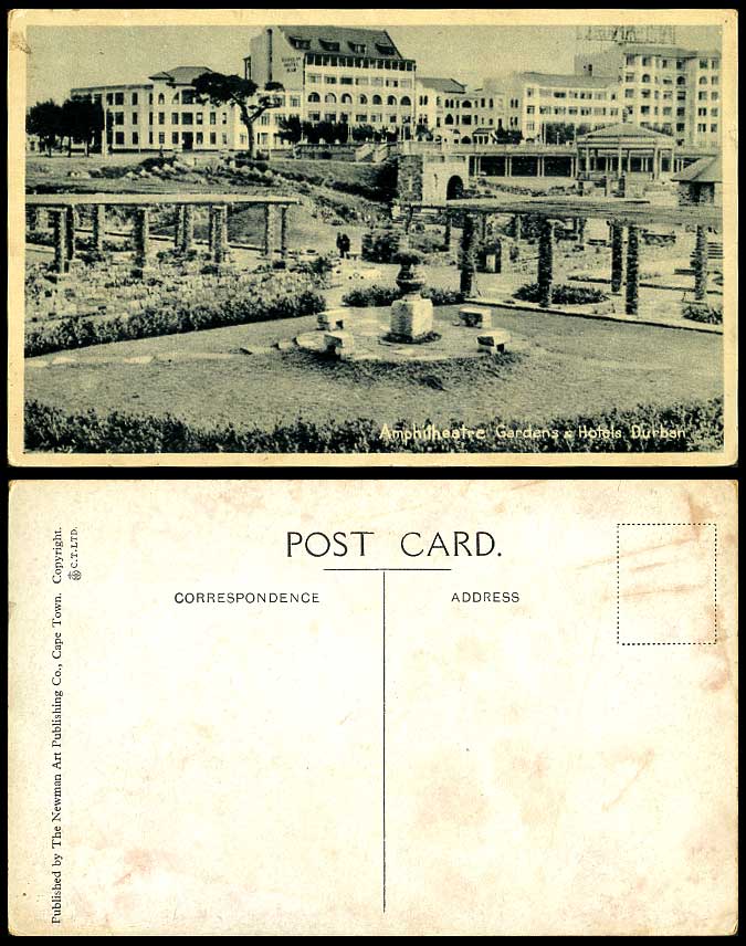 South Africa Old Postcard Amphitheatre Gardens Garden & Hotels Durban, Bandstand