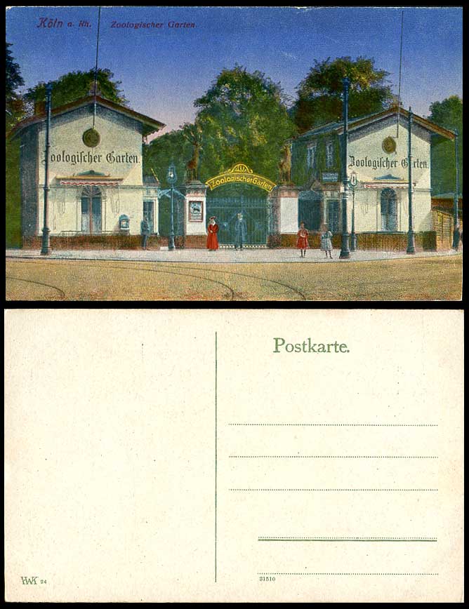 Germany Cologne Coeln Koeln a. Rh. Zoologischer Garten Zoo Entrance Old Postcard