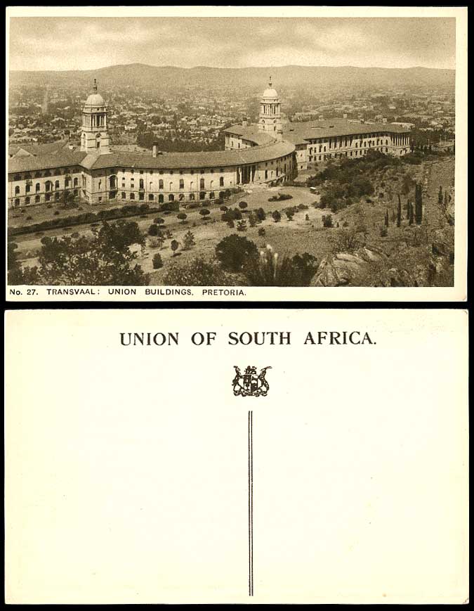 South Africa Union of, Pretoria Union Buildings, Transvaal Panorama Old Postcard