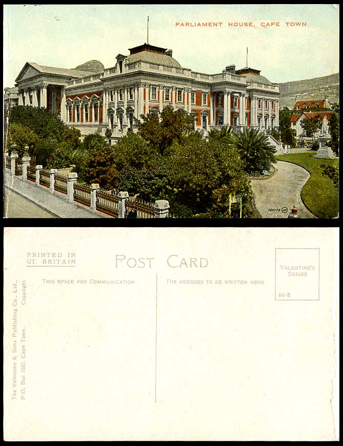 South Africa Old Colour Postcard Cape Town Parliament House Statue Monument 22-2
