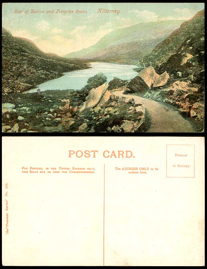 Ireland Old Color Postcard Gap of Dunloe Turnpike Rocks Rocks Mountains Panorama