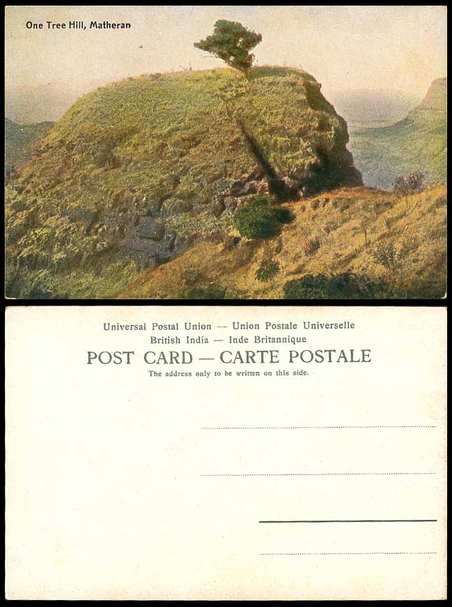 India Old Colour Postcard One Tree Hill, Matheran, Rock Rocks Mountains Panorama