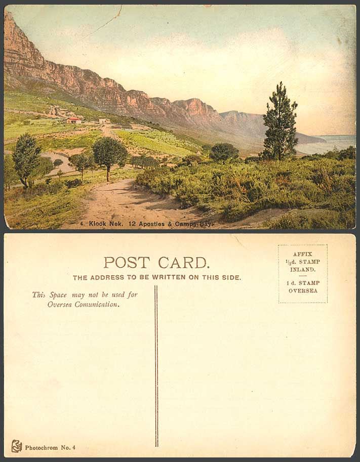 South Africa Old Colour Postcard Klook Nek Twelve 12 Apostles Camps Bay Panorama