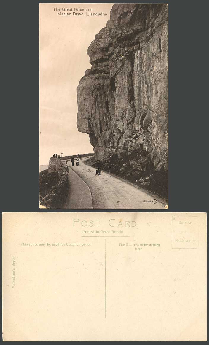 Llandudno Old Postcard Great Orme and Marine Drive, Street Scene, Rock Mountain