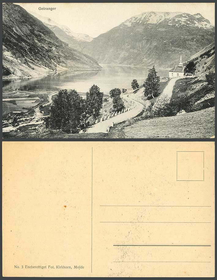 Norway Old Postcard Geiranger, Snowy Mountains Lake River Panorama Street Scene