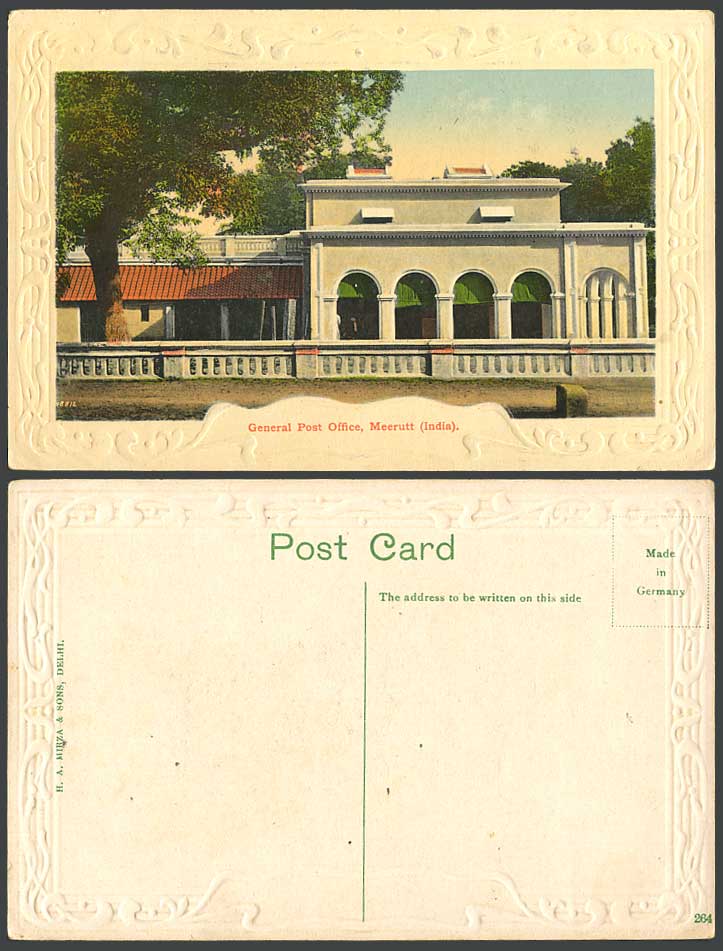 India General Post Office Meerut Meerutt G.P.O. GPO Old Embossed Colour Postcard