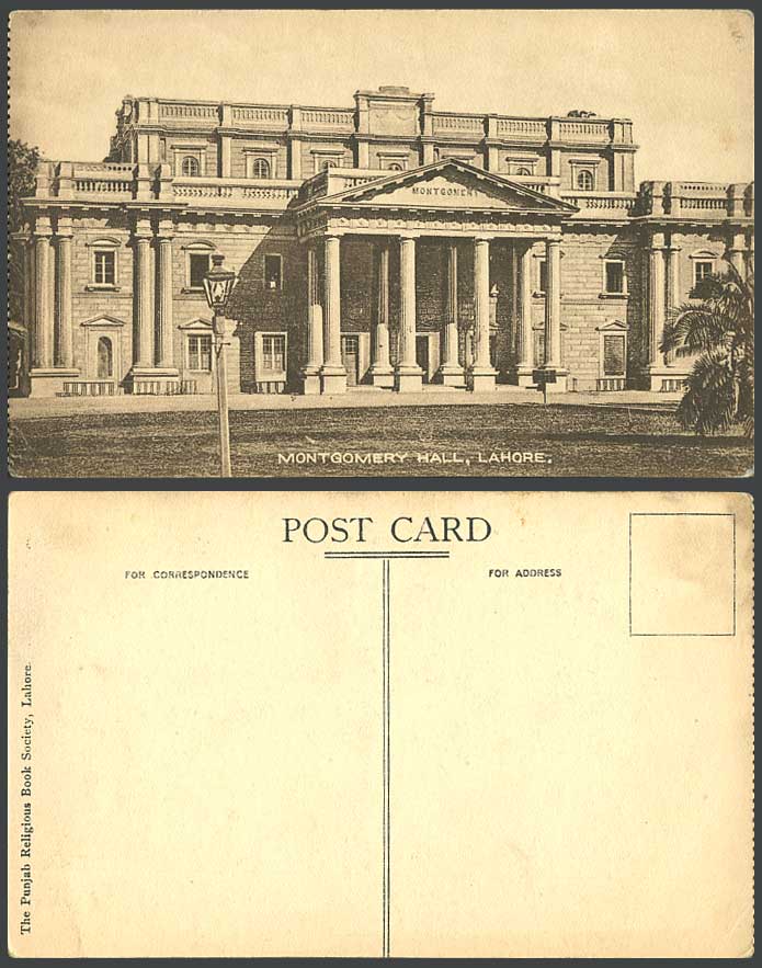 Pakistan Old Postcard Lahore Montgomery Hall Punjab Religious Book Society India