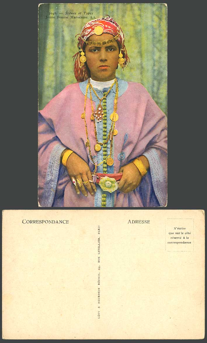 Morocco Old Postcard Jeune femme Marocaine, Young Moroccan Woman Girl, Costumes