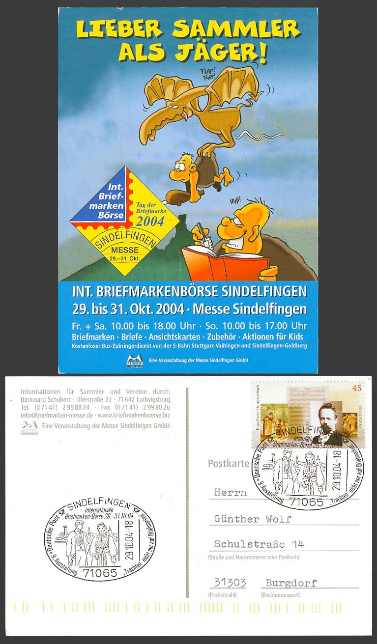 Int. Stamp Exchange Day Sindelfingen Exhibition Flying Dragon Bird 2004 Postcard