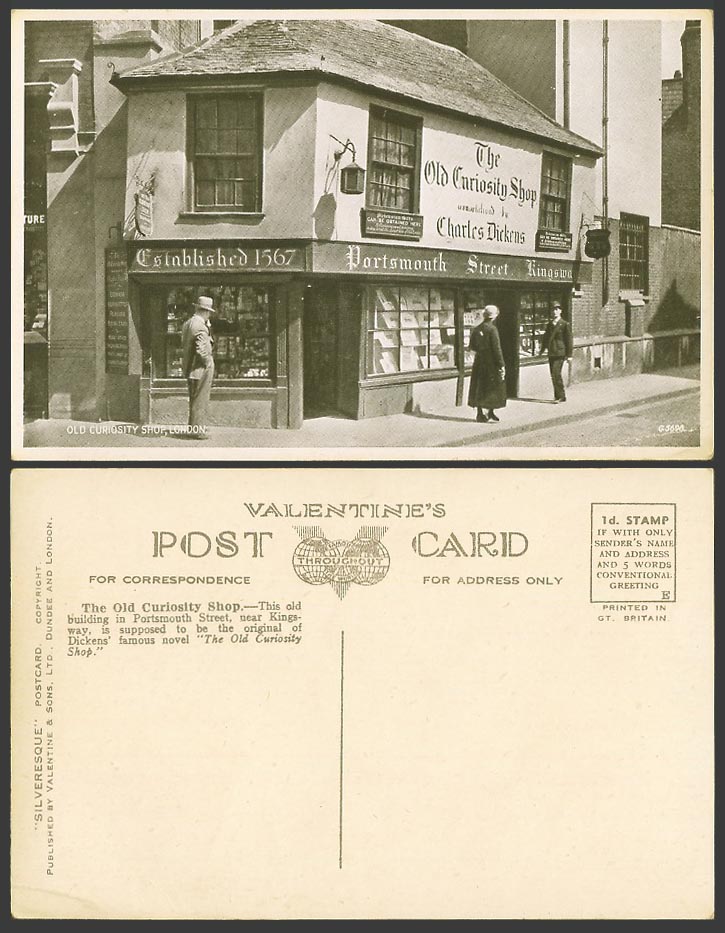 London Vintage Postcard Charles Dickens The Old Curiosity Shop Portsmouth Street