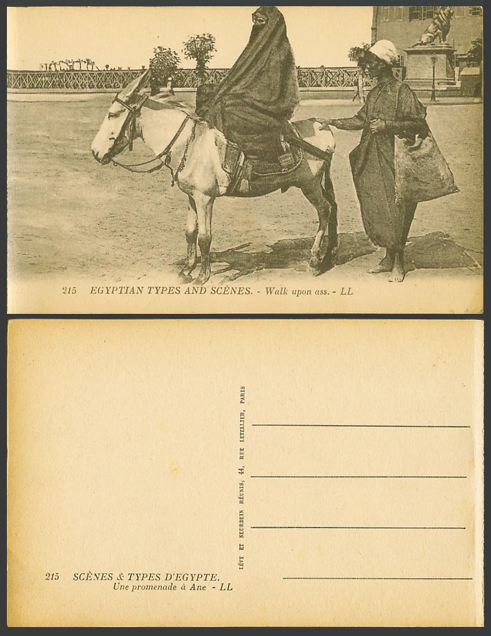 Egypt Old Postcard Walk Upon Ass Donkey Rider Woman Une Promenade a Ane L.L. 215