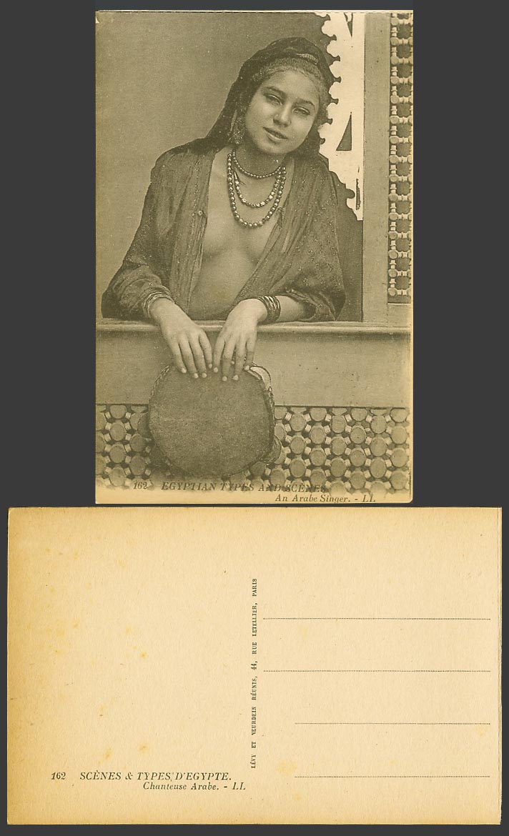 Egypt Old Postcard An Arab Singer Tambourine Chantense Arabe Girl Woman L.L. 162
