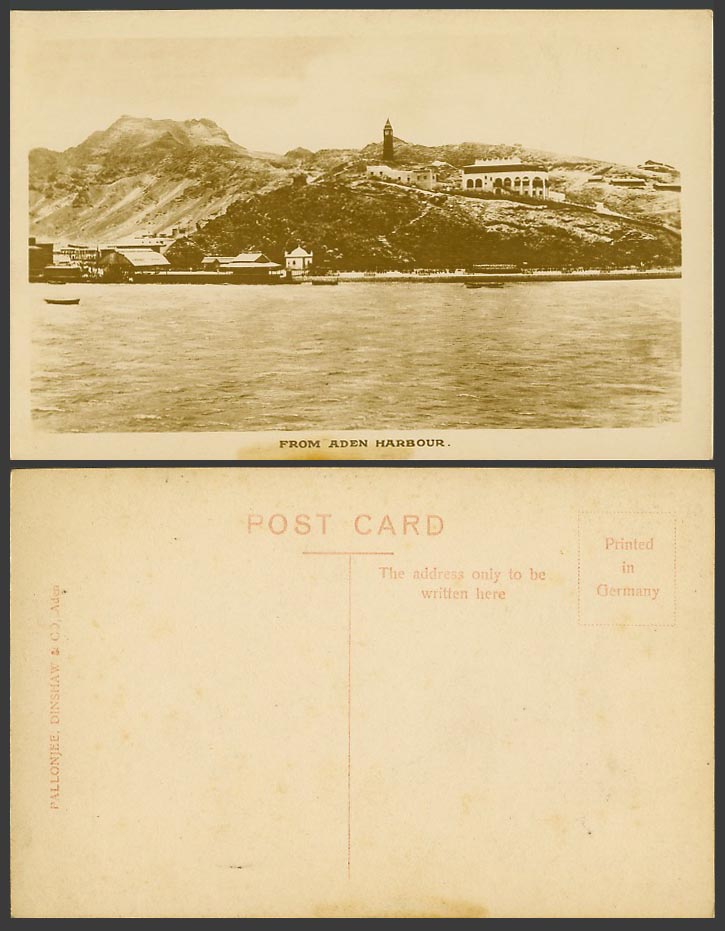 Yemen Panorama from Aden Harbour Hills Old Real Photo Postcard Pallonjee Dinshaw