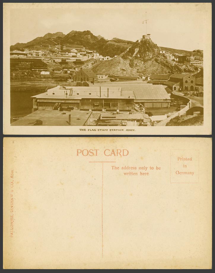 Aden Old Real Photo Postcard The Flag Staff Station, Flagstaff, Hills Mountains