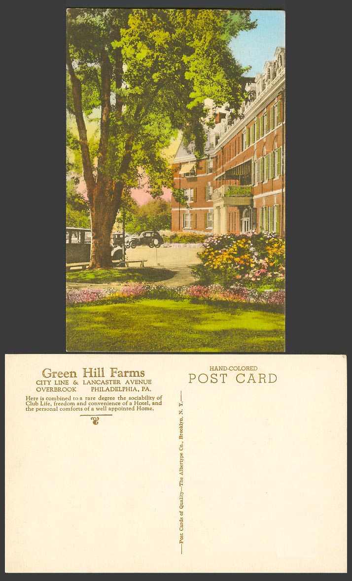 USA Old Postcard Green Hill Farms, City Line & Lancaster Avenue, Philadelphia PA
