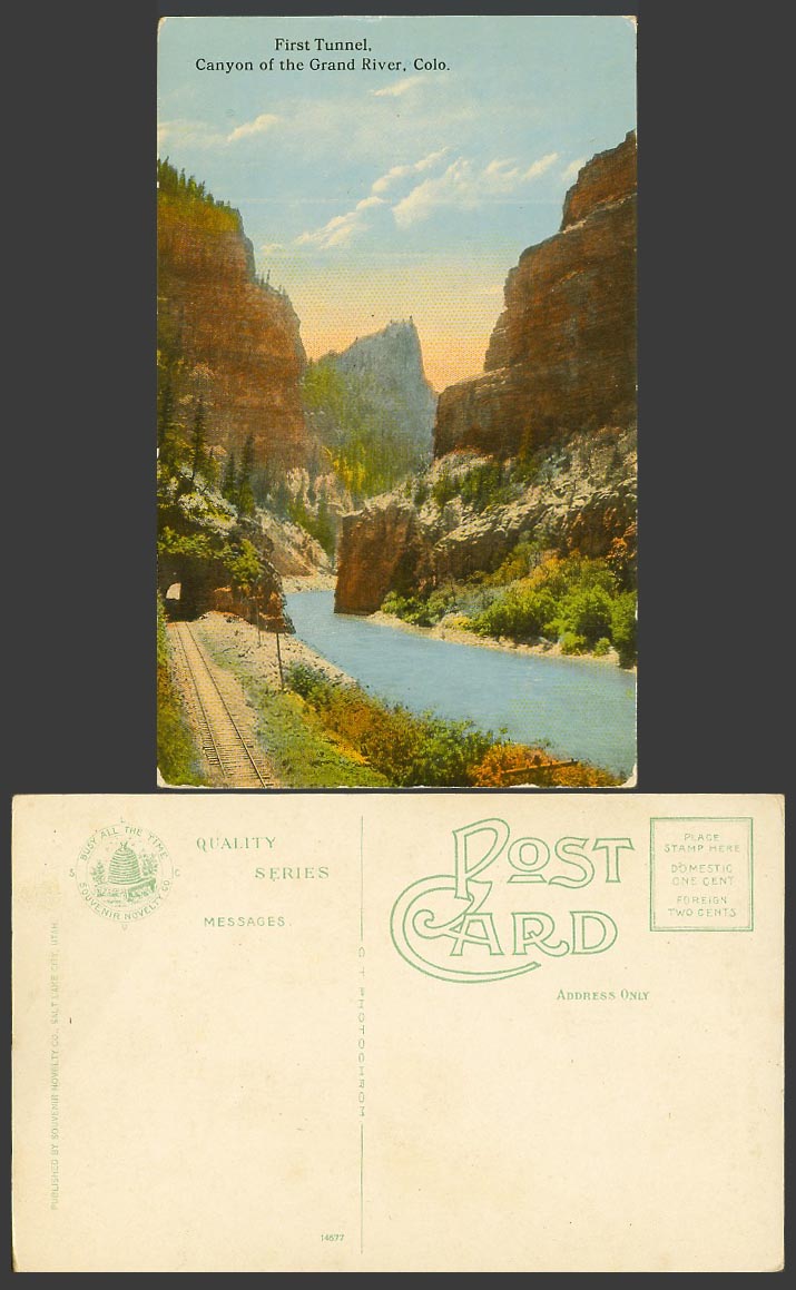 USA Old Colour Postcard First Tunnel Canyon of Grand River Scene Colo. Colorado