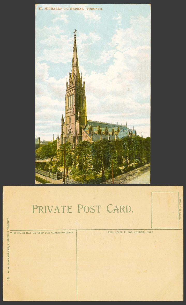 Canada Old Colour Postcard St. Michael's Cathedral Cross on Church Tower Toronto
