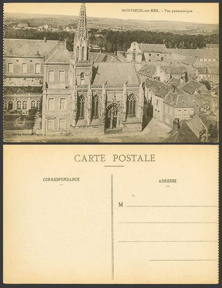 France Old Postcard Montreuil-sur-Mer Vue Panoramique, Panorama Church Cathedral