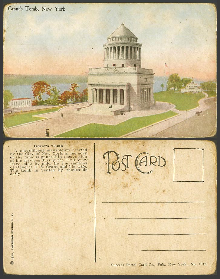 USA Old Colour Postcard Grant's Tomb, New York, A Magnificent Mausoleum