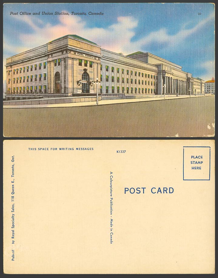 Canada Old Colour Postcard Post Office and Union Station, Toronto, Street Scene