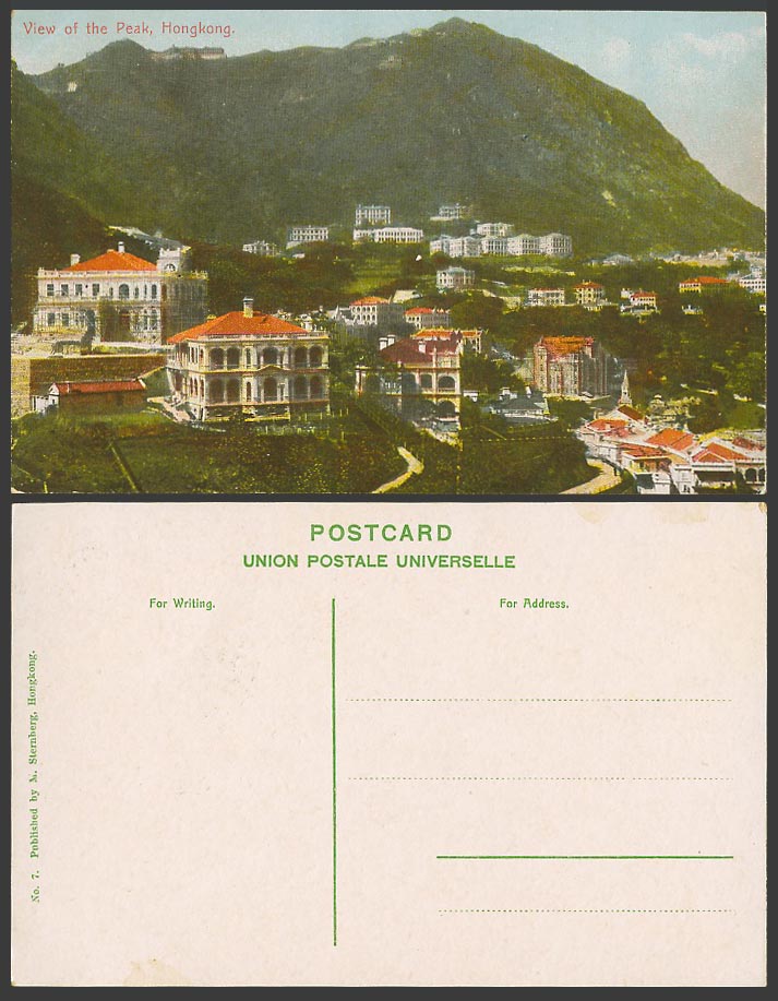 Hong Kong China Old Colour Postcard Panorama General View of The Peak Hongkong 7