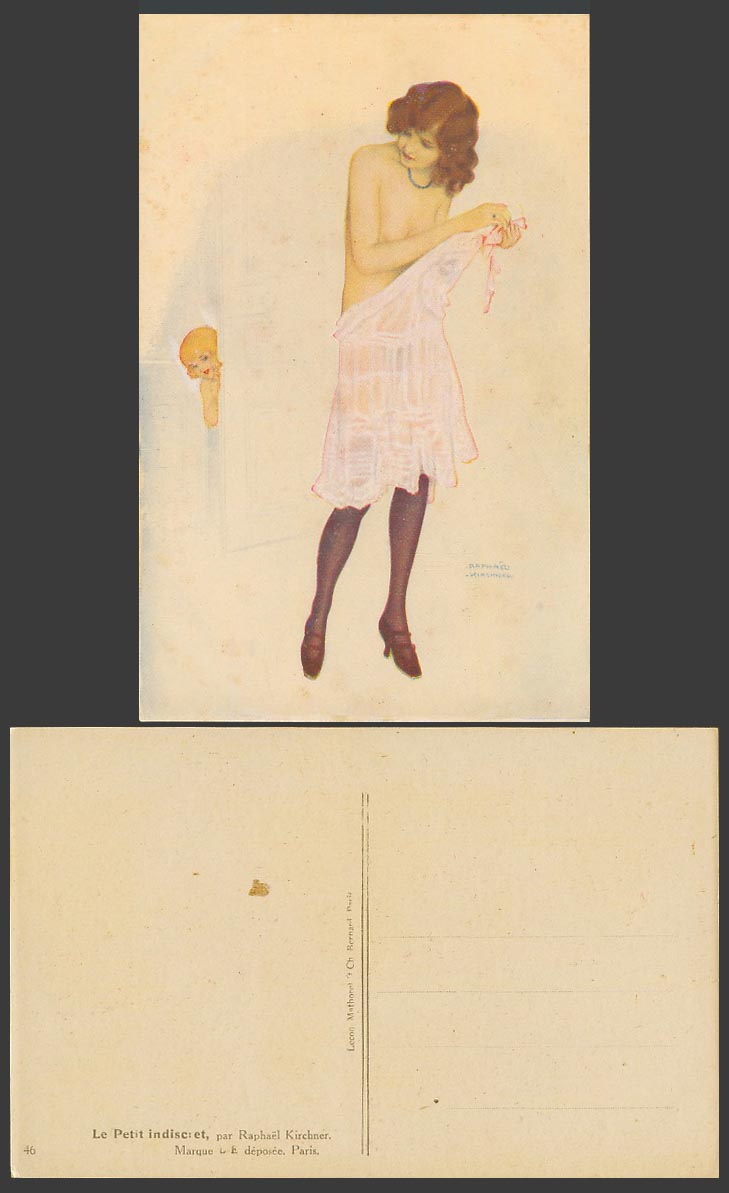 Raphael Kirchner Old Postcard Le Petit Indiscret Indiscreet Glamour Woman & Girl