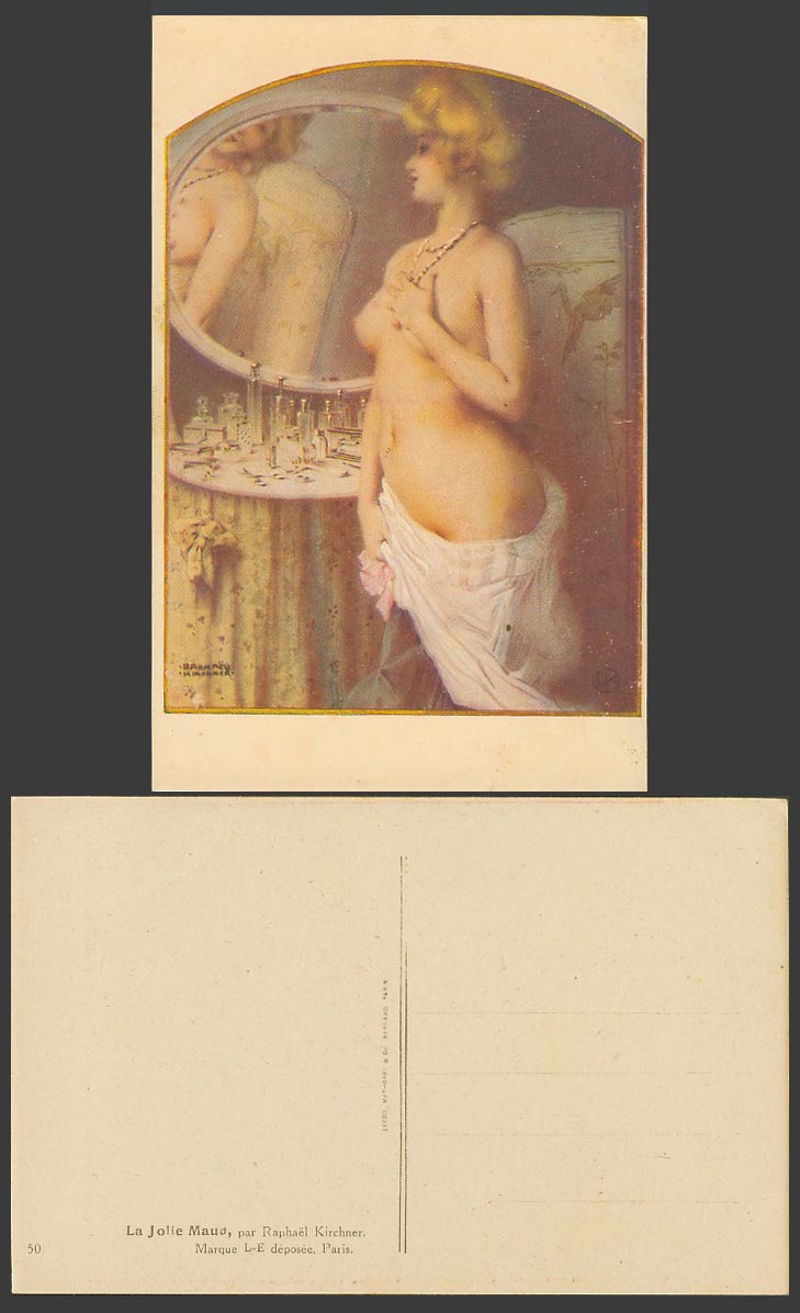 Raphael Kirchner Old Postcard La Jolie Maud, Glamour Woman Lady, Perfume Bottles