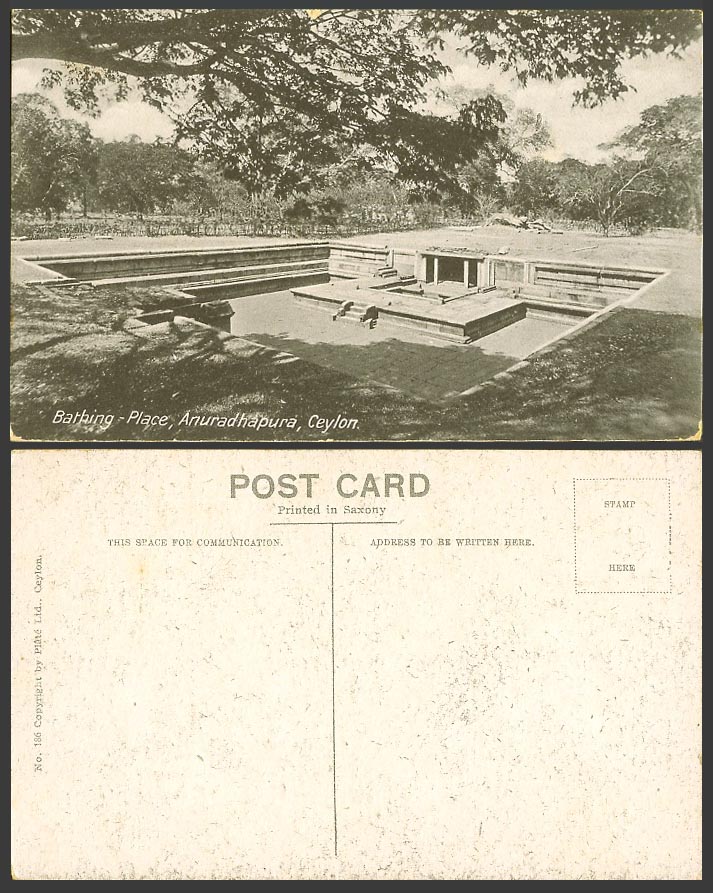 Ceylon Old Postcard Bathing Place Anuradhapura Ruins Sri Lanka Plate Ltd No. 186
