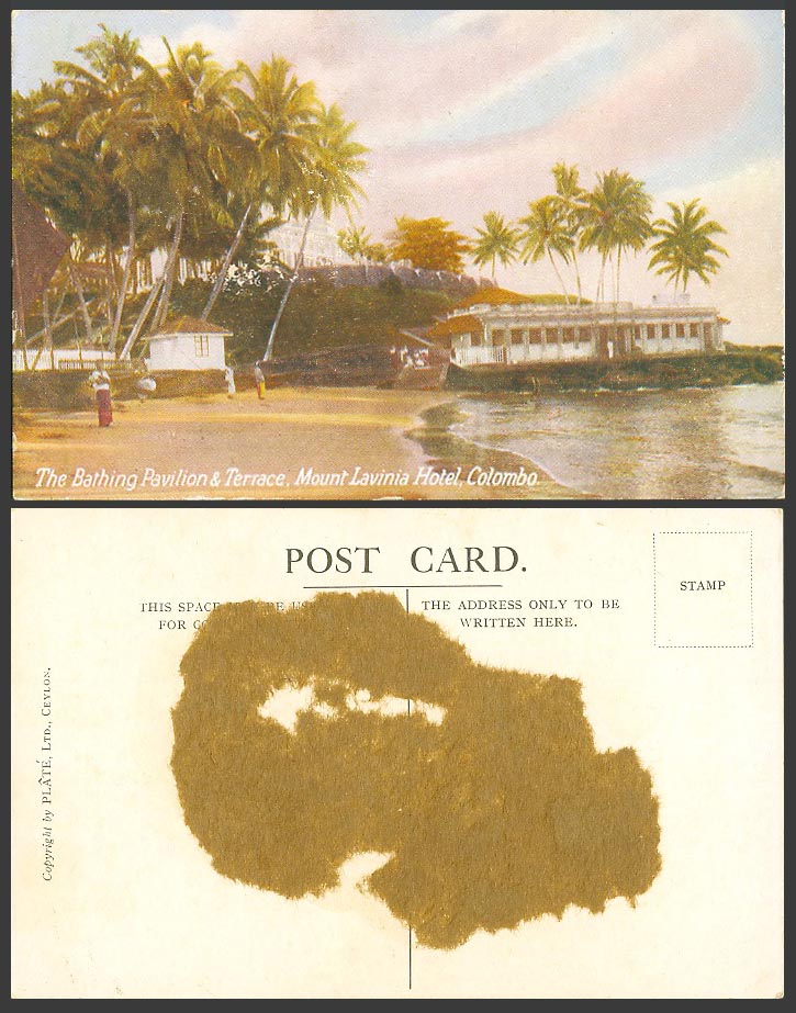 Ceylon Old Postcard The Bathing Pavilion & Terrace Mount Lavinia Hotel - Colombo
