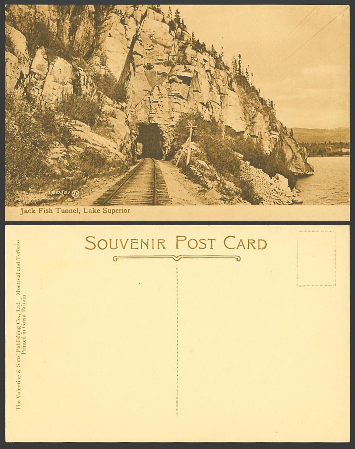Canada Old Postcard Jack Fish Tunnel, Lake Superior, Railway Railroad Rail Rocks