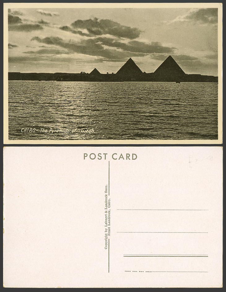 Egypt Old Postcard Cairo Pyramids of Gizeh Giza Panorama Lehnert & Landrock Succ