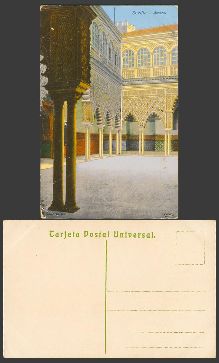 Spain Spanish Old Colour Postcard Sevilla Alcazar Seville Arches Court Courtyard