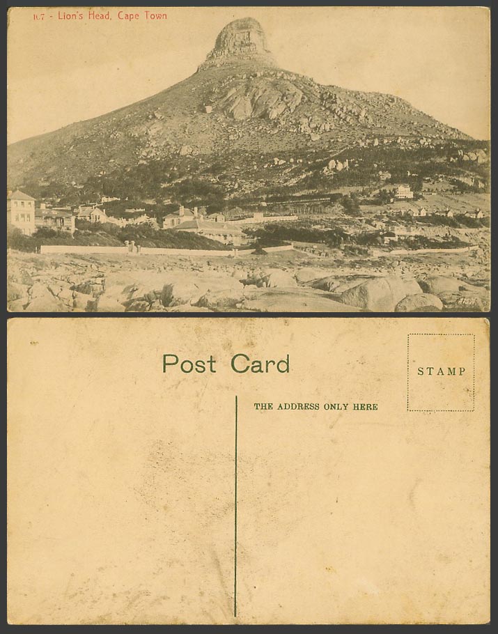 South Africa Old Postcard Lion's Head Mountain, Cape Town, Panorama General View