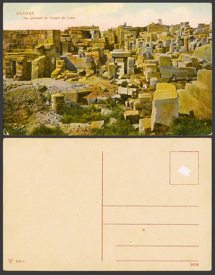 Egypt Old Colour Postcard Karnak, Vue generale de Temple de Lotus - General View