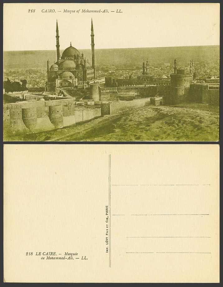 Egypt Old Postcard Cairo Mosque of Mohammed Ali, Le Caire Mosquee de L.L. No.218