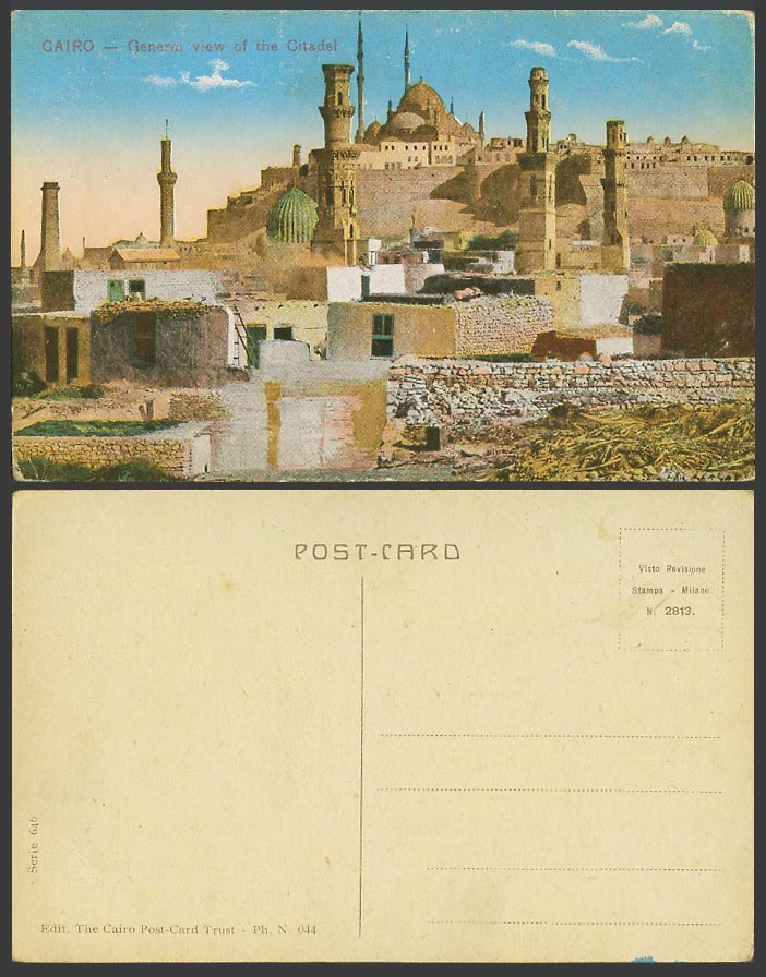 Egypt Old Colour Postcard Cairo General View of The Citadel - Le Caire Citadelle