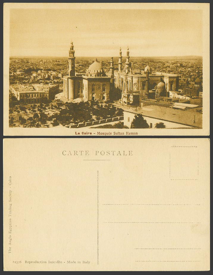 Egypt Old Postcard Cairo, Sultan Hassan Mosque, Anglo Egyptian Trading Society