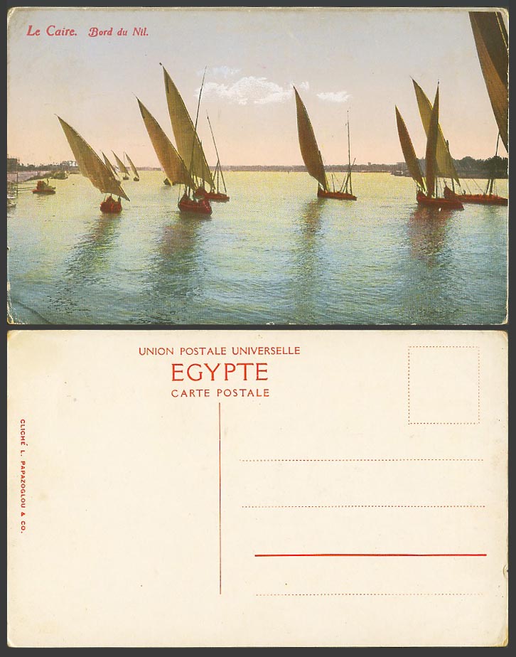 Egypt Old Colour Postcard Le Caire Bord du Nil, Cairo Nile River & Sailing Boats