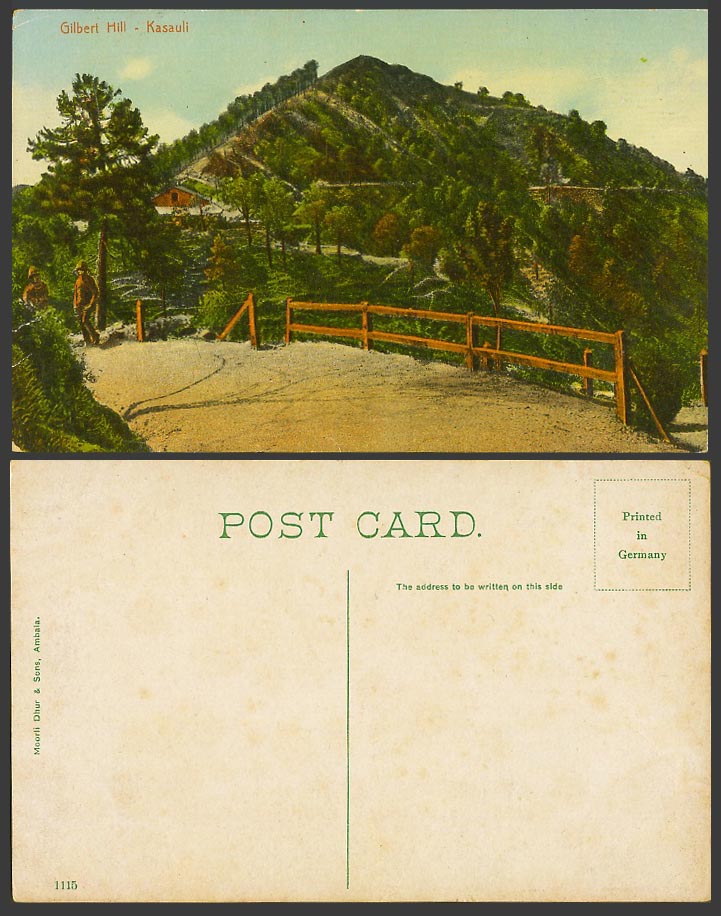 India Old Colour Postcard Gilbert Hill Kasauli Mountains Trees Moorli Dhur & Son