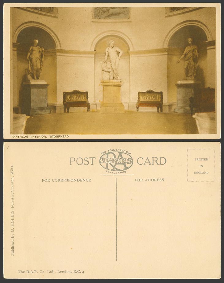 Stourhead, Pantheon Interior, Sculptures Statues, Wiltshire Old Colour Postcard