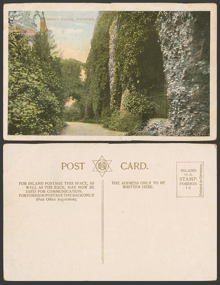 Reading Abbey Ruins Berkshire Old Colour Postcard Arch Arched Hedge Gate D&DC