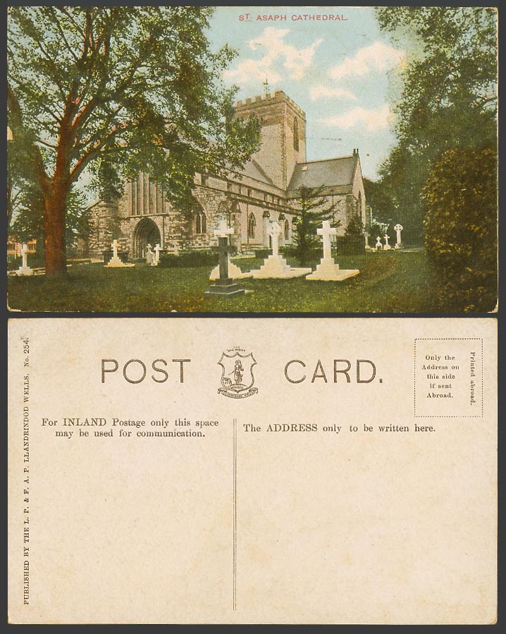 St. Asaph Cathedral Church, Churchyard Denbighshire N. Wales Old Colour Postcard