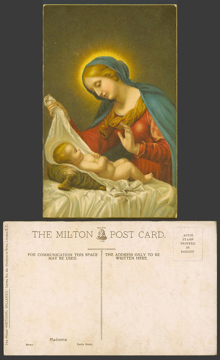 Madonna, Carlo Dolci, Roma Rome Rom, Baby Jesus Artist Drawn Old Colour Postcard