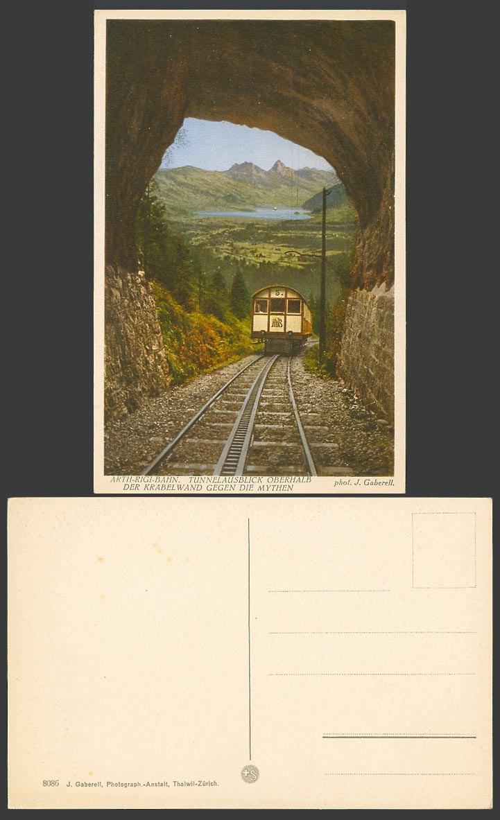 Swiss Old Postcard Arth-Rigi-Bahn, Railway Tunnel, Krabelwand Mythen Train No. 5