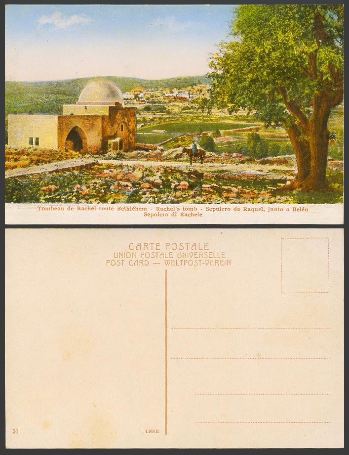 Palestine Old Colour Postcard Tombeau de Rachel Route Bethlehem - Rachel's Tomb