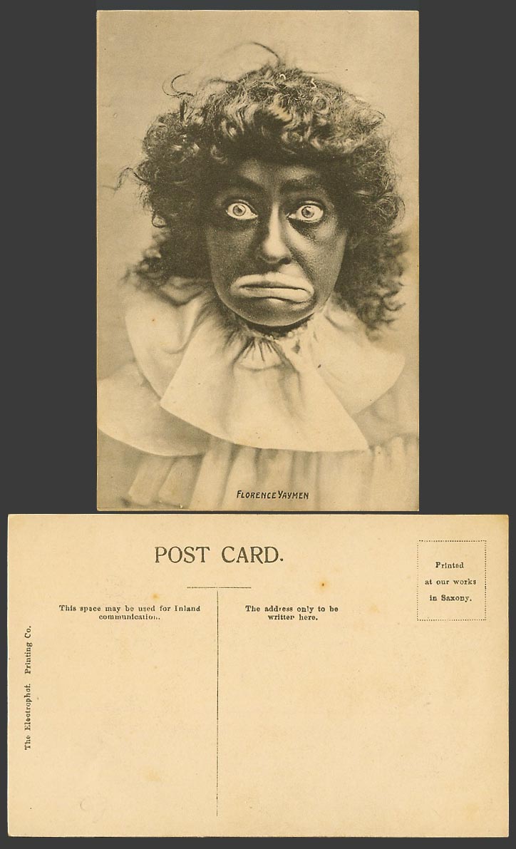 Florence Yaymen Black Woman English Music Hall Dancer Actress Old Postcard Humor