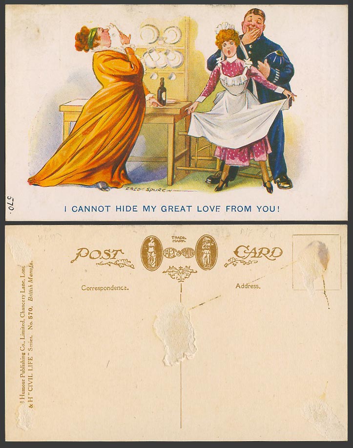 Fred Spurgin Old Postcard Police Policeman, I Cannot Hide My Great Love From You