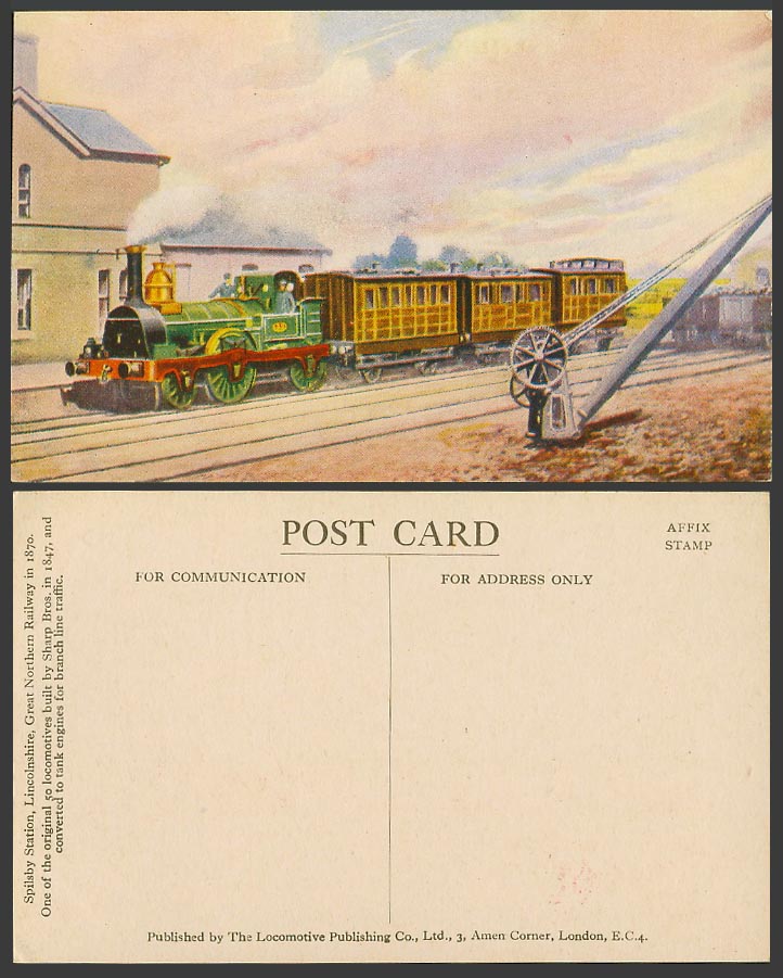 Spilsby Station Lincolnshire Great Northern Railway 1870 Locomotive Old Postcard