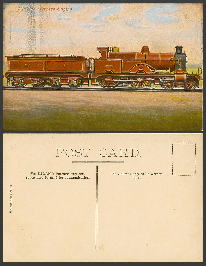 Midland Express Engine No.2632 Railway Locomotive Train Rail Old Colour Postcard