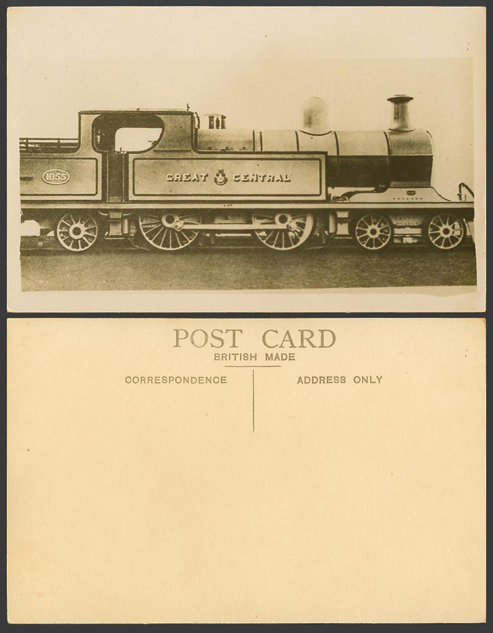 Great Central Railway, Locomotive Engine No. 1055, Train Old Real Photo Postcard